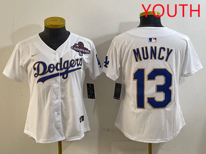 Youth Los Angeles Dodgers 13 Muncy White Gold Game 2025 Nike MLB Jersey style 6